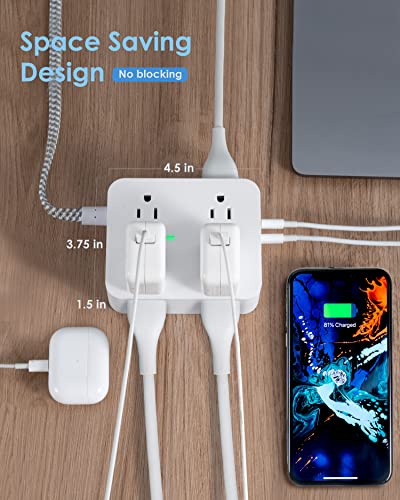 HANYCONY 6Ft Surge Protector Power Strip USB C, 1080J, 8 Outlet Extender - color: White, size: 6ft
