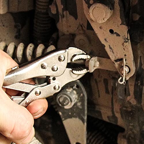 MacWork 3Pcs Mini Locking Plier Set, 4.5in Round Curved Jaw, 5in C-clamp, 5in Long Nose for Grip, Clamp, and Secure