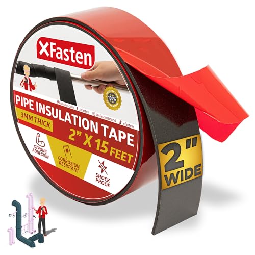 XFasten Foam Pipe Insulation Tape 2 Inch x 15 Feet Heavy-Duty AC Line Insulation Outdoor Pipe Wrap Tape AC Pipe Insulation Outdoor Pipe Insulation Wrap Tape HVAC Line Insulation Pipe Wrap Around Tape - style: 2 Inch x 15 Feet