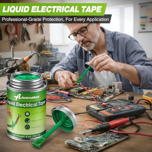 Liquid Electrical Tape 4oz Waterproof Liquid Tape Electrical Insulating Glue with Brush Cap, High Temperature Resistant Flexible Rubber Coating for Wires Cables, Plug, Automotive(Green) - color: Green