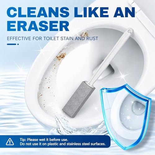 2 Pack Pumice Stone for Toilet Cleaning, Extra Long Handle for Removing Bowl Ring, Pool, Bathroom, Toilet Brush - color: Gray