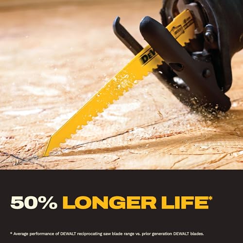 DEWALT Reciprocating Saw Blades, 10 Piece Bi-Metal Combination Set with Case, Various Sizes 6 In to 9 In, Longer Life (DW4898)