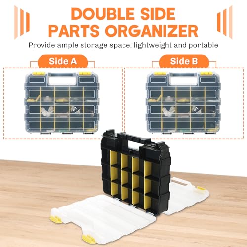 Small Parts Organizer Storage Case Tools Box 34-Compartments - color: Yellow