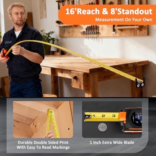 3-in-1 Laser Tape Measure, 197 ft Distance Meter, 16 ft Tape, Digital Level