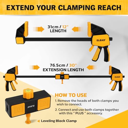 3-Pack 12-Inch Bar Clamp for Woodworking with Leveling Block Clamp, 350LBS Load Limit, Heavy Duty Quick-Release Wood Clamps/Spreader, One-Handed F Clamp for Wood Working - style: 3-Piece long 350lbs