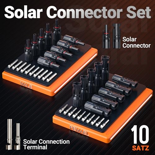 Preciva Solar Crimper Tool Kit, 10 Pairs MC4 Connectors & 2 Wrench, 1 Ratcheting Crimper for 13-9 AWG (2.5-6mm²) Cable, Waterproof PV Connector Assembly Kit with Carry Case for Solar Installation