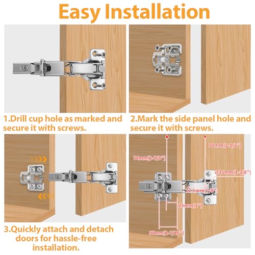 TamBee 1/2 Inch Overlay 165 Degree Cabinet Door Hinges 48mm Frameless Soft Close Hinges for Kitchen Corner Adjustable Lazy Susan for Cabinet,2 Pcs/1 Pair (Half Overlay) - size: 165° Half Overlay