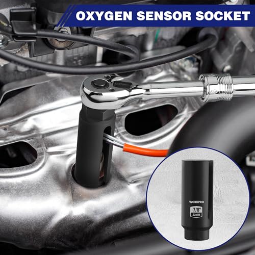 WORKPRO 7PCS O2 Oxygen Sensor Socket, 3/8" 1/2" Drive