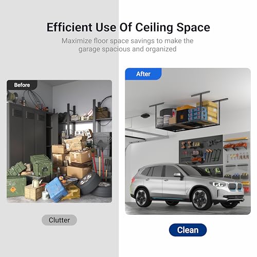FLEXIMOUNTS 3x6 Overhead Garage Ceiling Storage Rack Adjustable, Hammertone - color: Hammertone, size: 3x6 ft