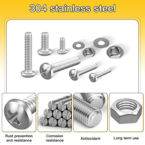 710PCS Machine Screw Assortment, Stainless Steel Phillips Pan Head Kit