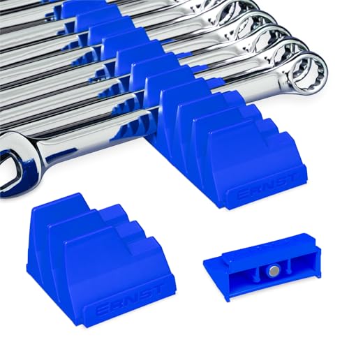 Ernst Manufacturing 5405M Magnetic Wrench Pro - Modular Wrench Organizer for 20 Wrenches with Anti-Slip Cleats- Blue - color: Blue