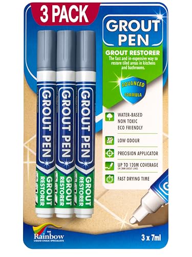Grout Pen Grey Tile Grout Paint Marker - Narrow 5mm Tip (7mL) - 3 Pack - style: Grey