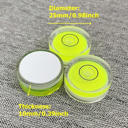4Pcs Small Circular Bubble Levels with Double Sided Adhesive Bottom Mini Little Stick-on Bubble Spirit Level Measuring Layout Tools Levels (25x10mm) - size: 25x10mm