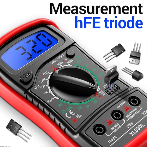 ANENG Digital Multimeter with Case, AC/DC Voltmeter, Ammeter and Ohmmeter - color: Red