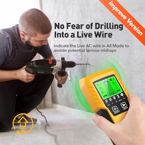 Povlen Stud Finder Wall Scanner Detector with Wood Metal AC Wire Detection - color: Black