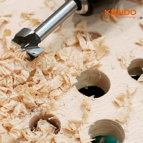 KENDO Forstner Bit Set, 16-Piece Alloy Steel for Woodworking | Round Shank Forstner Drill Bits for Hardwood, Softwood, Plastic, Plywood with Case, 1/4" to 2-1/8" - style: 16 Piece