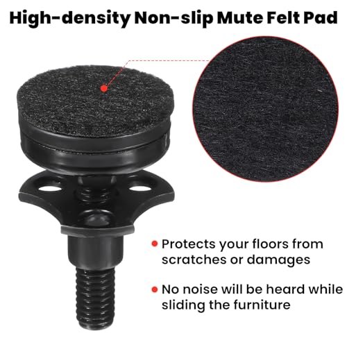 12 Packs Heavy Duty Furniture Levelers 3/8''-16 Thread w/ T-Nut Kit Furniture Leveling Feet Adjustable Furniture Levelers for Tables,Cabinets,Chairs,Workbench,Sofa and More,Large Base Supports 2640LBs