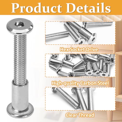 Biaungdo M6x35mm Hex Drive Socket Cap Bolt, Silver, 15 Sets - color: Silver, size: M6x35mm