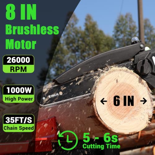 2 in 1 8IN Brushless Cordless Pole Saw & Mini Chainsaw with Extension Pole - color: Green02