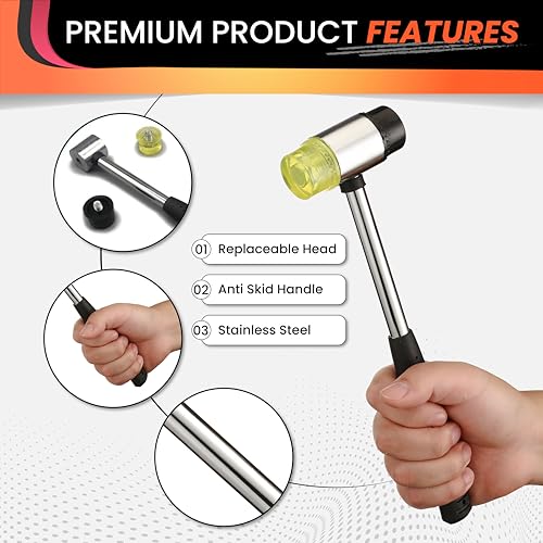 25mm Small Rubber Mallet Hammer with Dual Polyurethane & PVC Heads