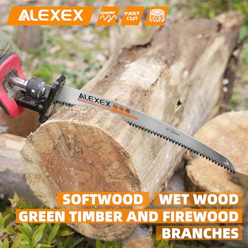 ALEXEX 6Pcs 12" Japanese Teeth Reciprocating Saw Blades for Wood Cutting and Tree Trimming, 6TPI Arc Curved Wood Sawzall Blades for PVC Pipe Cutting, Cr-V Sabre Sawzall Pruning Blades 12 Inch - size: 12 Inch 6TPI