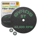 GYROS 1.75” Mini Resin Cut-Off Wheels for Rotary Tools, 12 Double Fiberglass Reinforced Cutting Discs, ST Materials Like Titanium, Carbon; Dremel Cutting Tool Accessory. Made in USA 11-41702/12 - size: 1.75 inches (12 pcs)