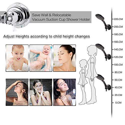 JiePai Suction Cup Shower Head Holder for Handheld Shower,Chrome | Suction cup holder,No-drill wall mount,fits 3/4 handheld,Works on tile glass metal,Removable,For bathroom/RV - color: Holder-Chrome