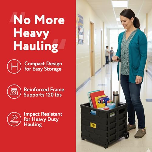 dbest Products Quik Cart Pro Collapsible Rolling Crate on Wheels - Black - color: Black, style: Pro