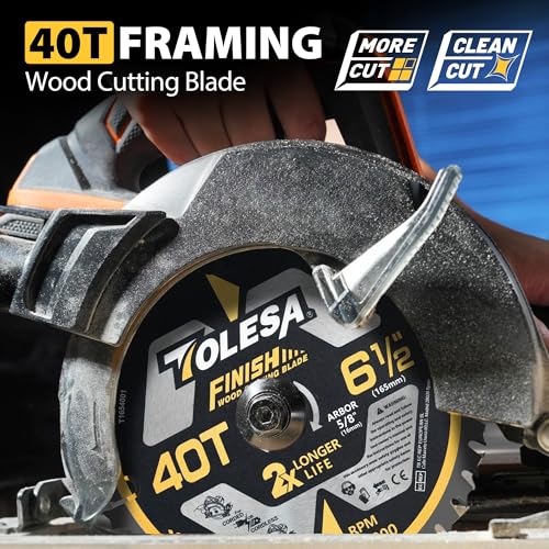 TOLESA 6 1/2 Circular Saw Blades, 40T for Wood and Plywood, 3-Pack - size: 6-1/2'', style: 40T