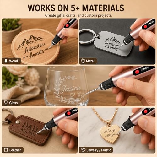 Engraving Pen,Lightweight Kit,35 Bits,3 Speed,Beginner-friendly Craft Tool - color: Pink