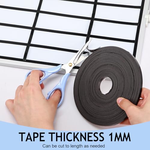 Tellegloww Black Magnetic Tape Roll Thin Strips, Magnetic Board Dividers Whiteboard Graphic Decorative Tape Marking Line for Classroom Office Art Accessories(1/5 Inch X 25 Feet,1 Pcs) - size: 1/5 inch x 25 feet