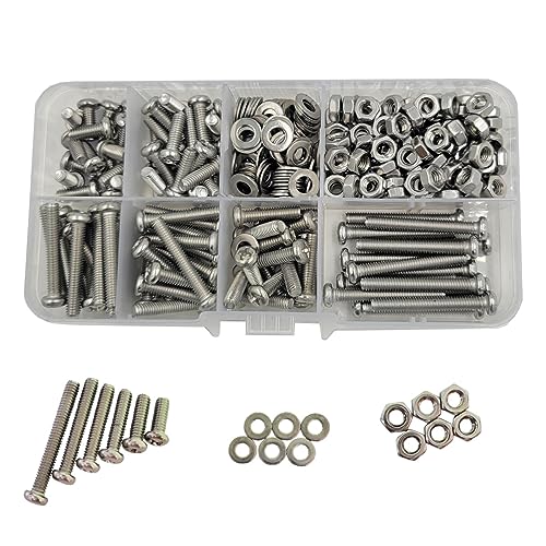 M4-0.7 x 10mm,12mm,16mm,20mm,25mm,30mm Pan Head Phillips Machine Screws,18-8 Stainless Steel Bolts Nuts Washers Screws Assortment Set (M4 Pan Head Phillips Screws) - size: M4 Pan Head Phillips Screws