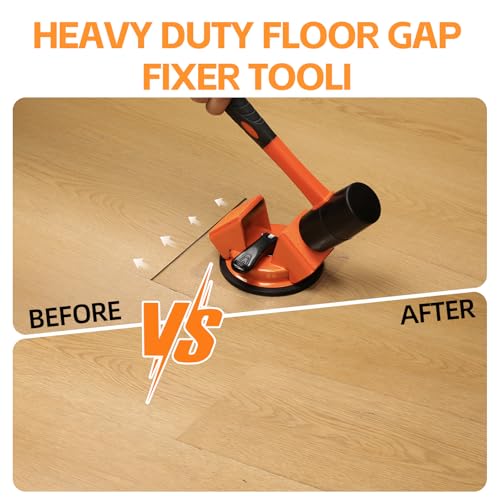 Floor Gap Fixer Tool - 45° Dual-Sided Strike, Floor Suction Cup Tool for Gaps with Crack Cleaner, Mallet & 5 Sticky Pads - Laminate Floor Gap Repair Tool, Flooring Tools Kit