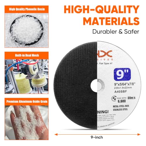 THX 9 Inch Cut Off Wheel,Long-Lasting Thin Cutting Wheel,12 Pack - size: 9" x 0.078" x 7/8"