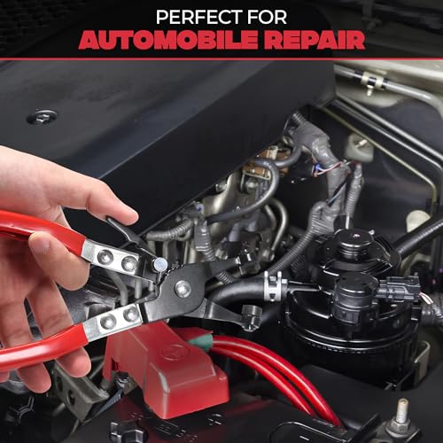 Radiator Hose Clamp Pliers Automotive - Hose Pliers Automotive Clip Removal Tool with Locking Mechanism - Carbon Steel Spring Clamp Tool for Car Repair, Plumbing and Removal of Clamps - color: Black & Red Hose Clamp Pliers