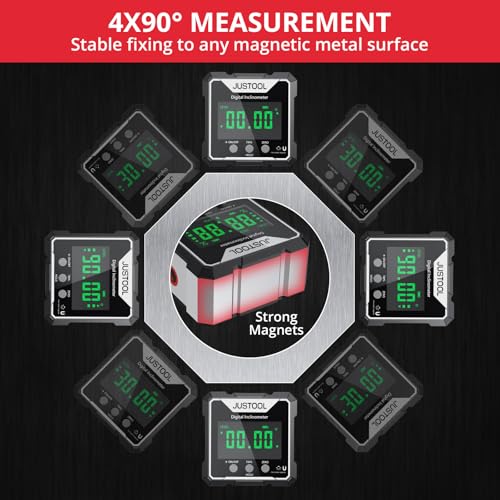 JUSTOOL Mini Digital Angle Gauge Magnetic Angle Finder with Dual Laser - color: Grey