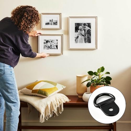 100pc Picture Hangers Kit D-Ring Hooks with Screws Heavy Duty for Hanging - color: Black