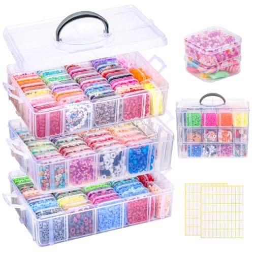 Stackable Bead Organizer 3 Tier with 90pcs Small Boxes Storage Container - size: 3-Tier 90pcs 2in Boxes