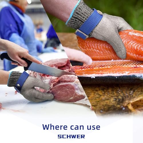 Schwer 10 Pcs SlicePro ANSI A9 Cut Resistant Glove PR1706, Stainless Steel Mesh Metal Glove, Food Grade for Kitchen Cooking, Butcher Meat Cutting, Oyster Shucking, Mandoline, Non-PFAS, S - size: Small (Pack of 10), style: 1.0 Steel Wire
