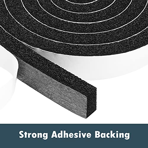 YIJUHOU Weather Stripping Door Seal Window Air Conditoner Insulation Foam Seal Tape Black Open Cell Door Seal Strip (1IN*1/2IN*13FT) - size: 1IN*1/2IN*13FT