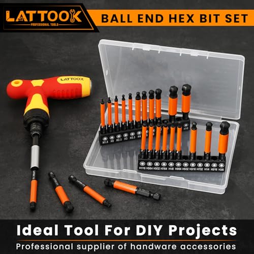 Metric & SAE Ball End Hex Bit Set with T Handle Ratchet Driver - style: 24PCS 2.5IN Ball Hex Bits+T Handle