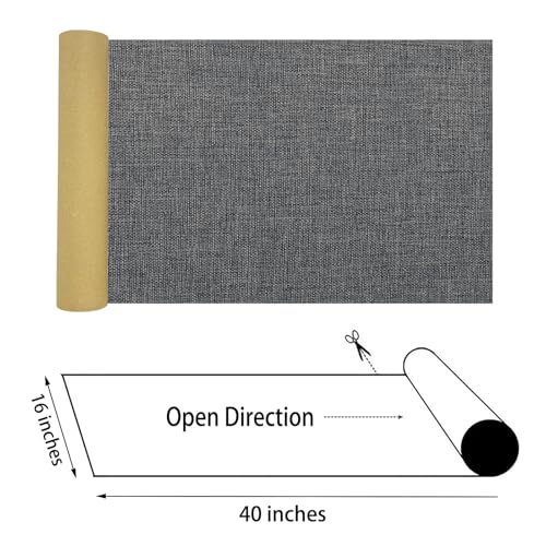 PXBBZDQ Large Linen Repair Patch, 16X40 Inch Linen Fabric Patch for Furniture and Sofa Self-Adhesive Upholstery Refinishing Repair, Couch Fabric Patch (Dark Gray, 16X40) - color: Dark Gray