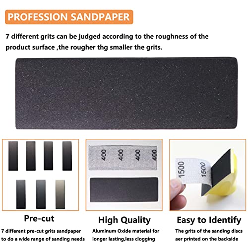 Micro Zip Detail Sander 70PC Sandpaper-Grit 400 600 800 1000 1500 2000 3000 - style: Black 400-3000 Grit