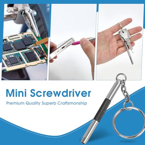 UNEAK - Eyeglass Screwdriver Repair Kit Silver Yellow Pink Black Precision 3 in 1 Mini Screwdrivers Set Keychain Glasses, Sunglasses, Sunglass, Watch, Electronics, Eyeglasses, Flat Head, Phillips, Hex - color: Silver Yellow Pink Black