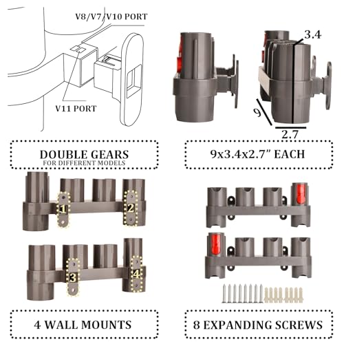 Fullclean Attachments Mount Holders Compatible with Dyson Gen 5 Gen5 V15 V12 V11 V10 V8 V7 Vacuum Cleaner Accessories Storage Tool Replacement Parts