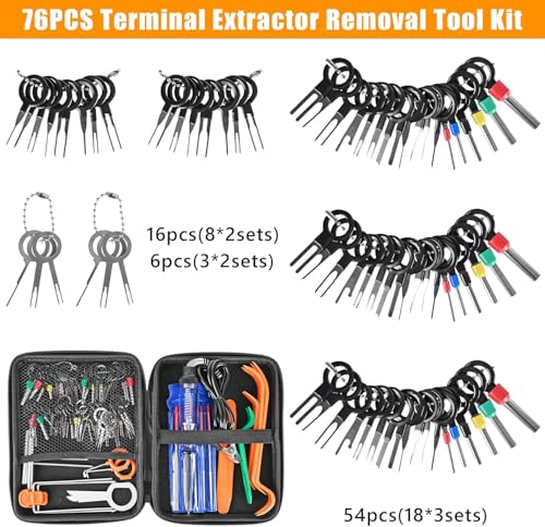 Terminal Removal Tool Kit 96 Pcs Depinning Tool Electrical Connector Pin Removal Tool Kit Pin Extractor Tool Set Wire Terminal Release for Automotive Car Household Devices - color: 96 PCS