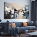 AUUZAIUA Abstract Canvas Wall Art Blue and White Oil Painting 29x58 Inch - size: 29"L x 58"W