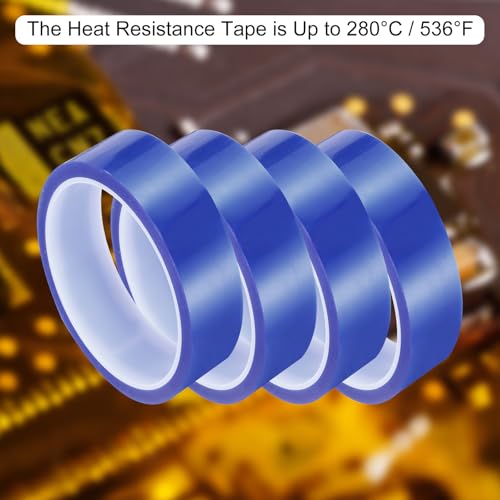 uxcell Blue Heat Tape, 1 Roll 25mmx33m 108ft High Temperature Heat Resistant Tape for Sublimation,Heat Vinyl Press,Heat Transfer, Circuit Board, No Residue - color: Blue, size: 25mmx33m