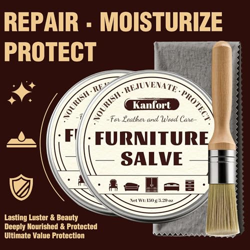 Leather & Furniture Repair Salve 2 Pack, Furniture Salve with Brush for Leather Wood, Leather Conditioner Help Prevent Cracking or Fading - size: 2 Pack