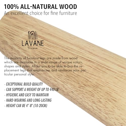 La Vane 4 inch / 10cm Wooden Furniture Legs, 4PCS Soild Wood Oblique Tapered Varished Replacement Feet with Mounting Plate for Couch Sofa Cabinet TV Stand Armchair - color: Clear Coated, size: 4"/10cm